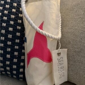 Sea Bags of Maibe White and Pink Wine Tote Bag